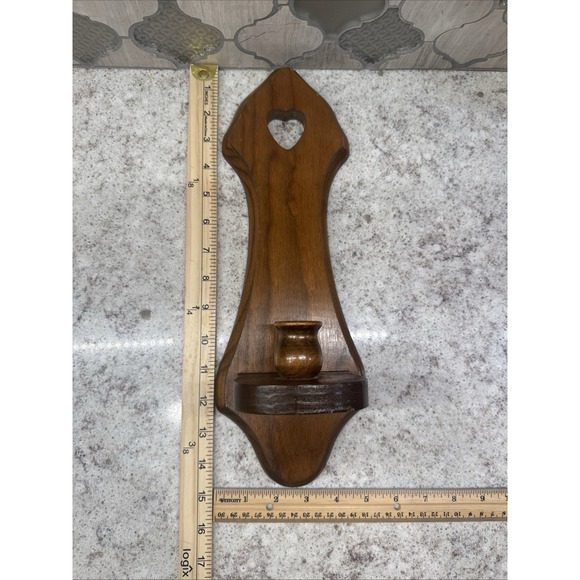 Other - Vintage Heart Wooden Wall Hanging Sconce Candle Holder Cottage Core 15"x 5"
